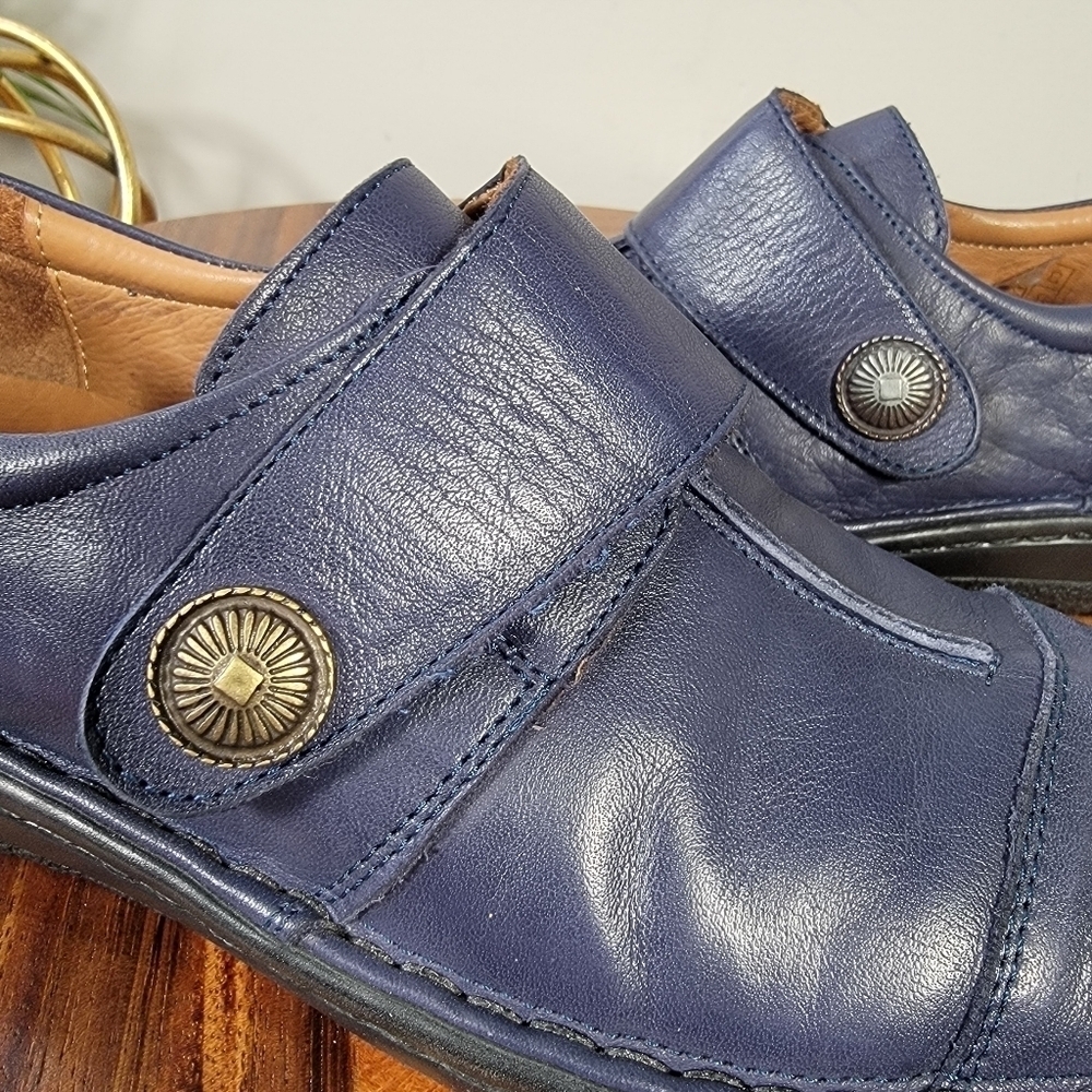 Spring Step Kaminia Blue Leather Shoes Loafers Flats Monk Strap Size 38 - Picture 4 of 17